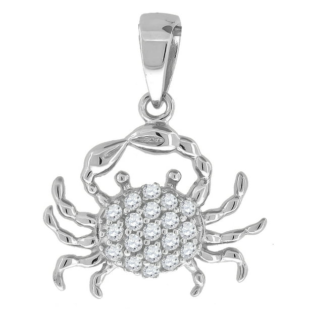 Sterling Silver Black & White CZ Crab Pendant Sterling Silver Black & White CZ Crab Pendant